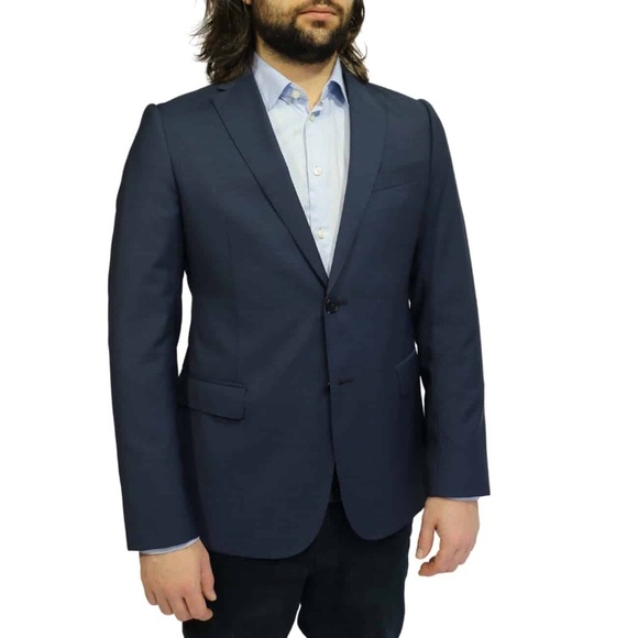 New Armani Collezioni Navy Blue Wool Blazer Suit Jacket 2 Button Sz 48S - Picture 1 of 15